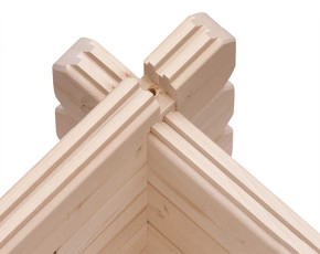 Karibu Holz-Gartenhaus Trittau 5 + 3,3m Anbaudach + Rückwand - 38mm Blockbohlenhaus - Gartenhaus Lounge - Pultdach - natur