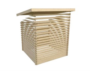 Karibu Holz-Gartenhaus Trittau 5 + 3,3m Anbaudach + Rückwand - 38mm Blockbohlenhaus - Gartenhaus Lounge - Pultdach - natur