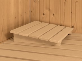 Karibu Innensauna Taurin + Dachkranz - 68mm Elementsauna - Ganzglastür klar - Ecksauna