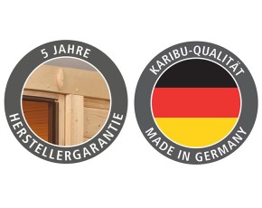 Karibu Innensauna Mojave + Comfort-Ausstattung + Dachkranz + 9kW Saunaofen + externe Steuerung - 38mm Blockbohlensauna - Ganzglastür bronziert