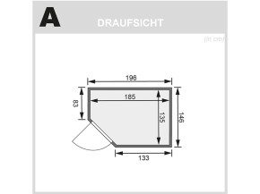 Karibu Innensauna Svea + 4,5kW Saunaofen + integrierte Steuerung - 38mm Blockbohlensauna - Ganzglastür bronziert - Ecksauna