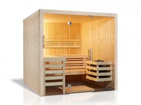 Infraworld Elementsauna Panorama 210 - Fichte - Set Finnischer Saunaofen