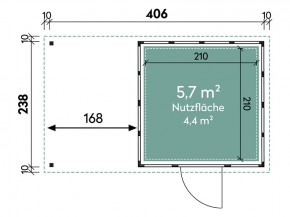 Finnhaus Wolff Metall-Gartenhaus Eleganto 2424 + 1,7m Anbaudach links - Gerätehaus - Flachdach - weiß