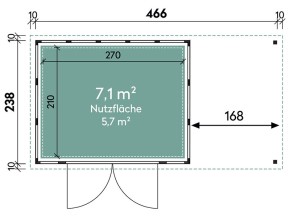 Finnhaus Wolff Metall-Gartenhaus Eleganto 3024 + 1,7m Anbaudach rechts - Gerätehaus - Flachdach - lichtgrau