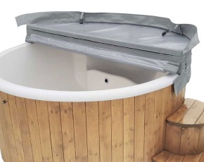 Finnhaus Wolff Tauchbecken Hot Tub de luxe - Fichte - grauer Einsatz - natur