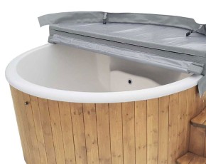 Finnhaus Wolff Tauchbecken Hot Tub de luxe - Fichte - weißer Einsatz - natur