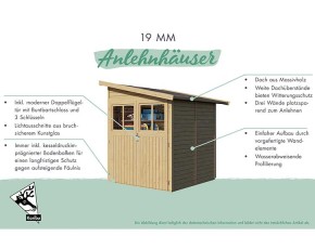 Karibu Holz-Gartenhaus Bomlitz 3 - 19mm Elementhaus - Anlehngartenhaus - Geräteschuppen - Pultdach - terragrau