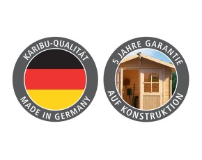 Karibu Holz-Gartenhaus Kastorf 6 + 3,2m Anbaudach - 28mm Elementhaus - Pultdach - terragrau