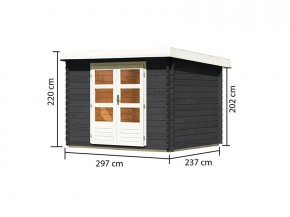 SPARSET: Karibu Holz-Gartenhaus Malta Premium 2 - 28mm Blockbohlenbau - anthrazit - inkl. Boden
