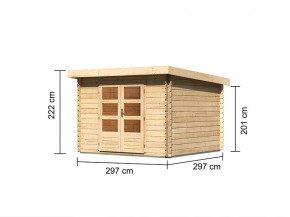 SPARSET: Karibu Holz-Gartenhaus Malta Premium 3 - 28mm Blockbohlenbau - natur - inkl. Boden