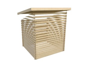 SPARSET: Karibu Holz-Gartenhaus Malta Premium 2 mit 3m Anbaudach + Rückwand - 28mm Blockbohlenbau - anthrazit - inkl. Boden