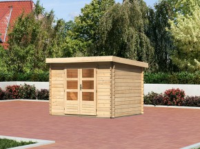 KARIBU FREUNDE-DEAL Holz-Gartenhaus Malta Premium 2 - 28mm Blockbohlenbau - natur - inkl. Boden