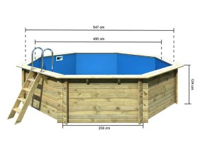 Karibu Holzpool Achteck 3A - blaue Folie