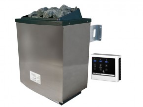 Karibu Gartensauna Mainburg 1 B + Vorraum + 3 Liegen + 9kW Saunaofen + externe Steuerung - 38mm Saunahaus - Pultdach - natur