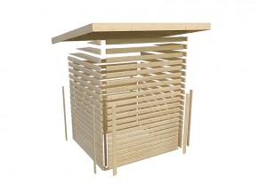 Karibu Gartensauna Mainburg 1 B + Vorraum + 3 Liegen + 9kW Saunaofen + externe Steuerung - 38mm Saunahaus - Pultdach - natur