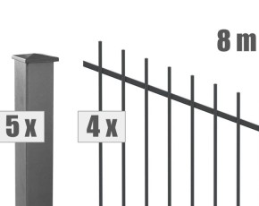 Deutsche Zauntechnik Schmuckzaun Residenz select BASEL+ - Komplett-Set Zaun für Hanglage - anthrazit - 8m x 0,9m