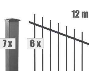 Deutsche Zauntechnik Schmuckzaun Residenz select BASEL+ - Komplett-Set Zaun für Hanglage - anthrazit - 12m x 0,9m