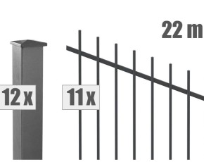 Deutsche Zauntechnik Schmuckzaun Komplettset Residenz select BASEL+ - Metallzaun / Vorgartenzaun / Zaun für Hanglage - anthrazit - 22 x 1,2 m