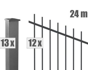 Deutsche Zauntechnik Schmuckzaun Komplettset Residenz select BASEL+ - Metallzaun / Vorgartenzaun / Zaun für Hanglage - anthrazit - 24 x 1,2 m