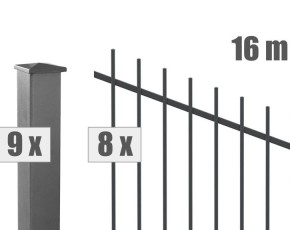 Deutsche Zauntechnik Schmuckzaun Komplettset Residenz select BASEL+ - Metallzaun / Zaun für Hanglage - anthrazit - 16 x 1,5 m