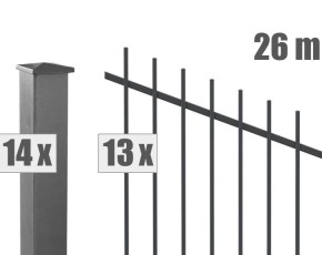 Deutsche Zauntechnik Schmuckzaun Residenz select BASEL+ - Komplett-Set Zaun für Hanglage - anthrazit - 26m x 1,5m