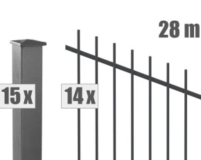 Deutsche Zauntechnik Schmuckzaun Komplettset Residenz select BASEL+ - Metallzaun / Zaun für Hanglage - anthrazit - 28 x 1,8 m