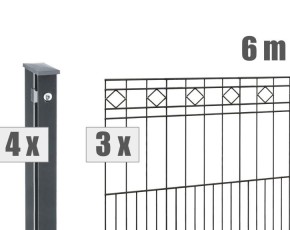 Deutsche Zauntechnik Schmuckzaun Komplettset Residenz klassik TURIN - Metallzaun / Vorgartenzaun - anthrazit - 6 x 1,0 m