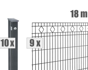 Deutsche Zauntechnik Schmuckzaun Komplettset Residenz standard MALAGA - Metallzaun / Vorgartenzaun - anthrazit - 18 x 1,2 m
