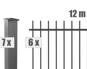 Deutsche Zauntechnik Schmuckzaun Komplettset Residenz select BRIENZ+ - Metallzaun / Vorgartenzaun - anthrazit - 12 x 0,9 m