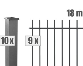 Deutsche Zauntechnik Schmuckzaun Komplettset Residenz select BRIENZ+ - Metallzaun / Vorgartenzaun - anthrazit - 18 x 0,9 m