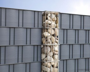 Deutsche Zauntechnik Gabionensäule RUBIN Quadrat - Steinzaun / Vorgartenzaun - silber - 22 x 100 cm