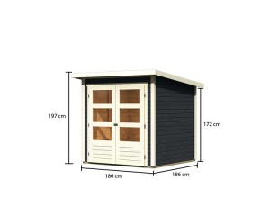 Karibu Holz-Gartenhaus Stockach 2 - 19mm Elementhaus - Pultdach - anthrazit