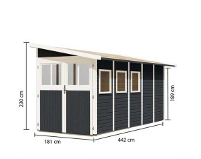 Karibu Holz-Gartenhaus Wandlitz 5 - 19mm Elementhaus - Anlehngartenhaus - Geräteschuppen - Pultdach - anthrazit