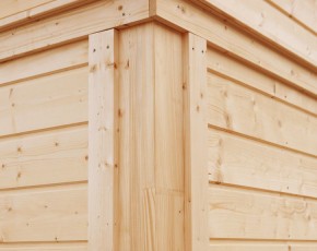 Finnhaus Wolff Holz-Gartenhaus Cleo 4333 75 - 75mm Elementhaus - Gartenhaus Lounge - Flachdach - grau