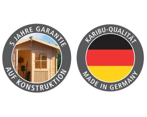 KARIBU FREUNDE-DEAL Holz-Gartenhaus Cuno + 2,4m Anbaudach + Fußboden - 19mm Elementhaus - Flachdach - terragrau