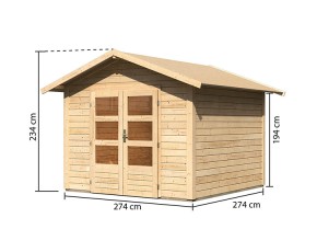 KARIBU FREUNDE-DEAL Holz-Gartenhaus Australien Premium - 28mm Elementhaus - Satteldach - natur