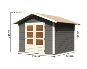 KARIBU FREUNDE-DEAL Holz-Gartenhaus Australien Premium - 28mm Elementhaus - Satteldach - terragrau