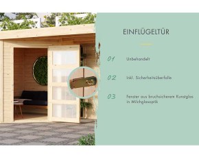 Karibu Holz-Gartenhaus Mühlentrup 2 - 19mm Elementhaus - Flachdach - natur