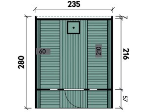 Finnhaus Wolff Fasssauna Susann 2428 + Terrasse + schwarze Dachschindeln - 42mm Gartensauna - montiert - grau