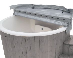 Finnhaus Wolff Tauchbecken Hot Tub de luxe - Fichte - weißer Einsatz - hellgrau