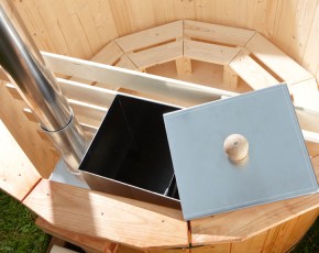 Finnhaus Wolff Tauchbecken Hot Tub de luxe - Fichte - grauer Einsatz - Eiche