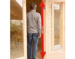 Finnhaus Wolff Holz-Gartenhaus Aalborg 44-F XL  - 44mm Blockbohlenhaus - Gartenhaus Lounge - Flachdach - natur