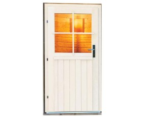 Karibu Gartensauna Mikka - 38mm Saunahaus - Ecksauna - Pultdach - Classic Saunatür - terragrau