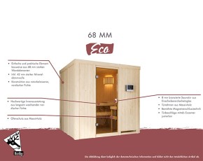 Karibu Innensauna Tromsö + 9kW Saunaofen + integrierte Steuerung - 68mm Elementsauna