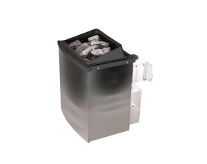 Karibu Innensauna Anja + Dachkranz + 9kW Saunaofen + integrierte Steuerung - 38mm Blockbohlensauna - Ganzglastür graphit
