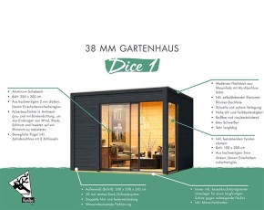 Karibu Holz Gartenhaus Dice 1 - 38mm Elementhaus - Gartenhaus Lounge - Flachdach - anthrazit