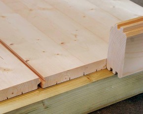 Finnhaus Wolff Holz-Ferienhaus Tirol 6658 92 + Anbaudach rechts - 92mm Blockbohlenhaus - Satteldach - natur