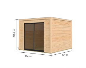 Karibu Holz Gartenhaus Dice 1 - 28mm Elementhaus - Gartenhaus Lounge - Flachdach - natur
