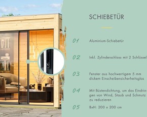 Karibu Holz Gartenhaus Dice 1 - 28mm Elementhaus - Gartenhaus Lounge - Flachdach - terragrau