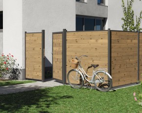 TraumGarten Sichtschutzzaun SYSTEM HOLZ Thermoholz - Holzzaun - 178 x 184 cm